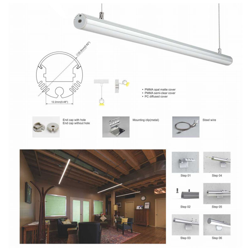 Round Suspended Light LED Aluminum Profile Channel For 12mm Flexible LED Strip Lights Round Suspended Light LED Aluminum Profile Channel For 12mm Flexible LED Strip Lights